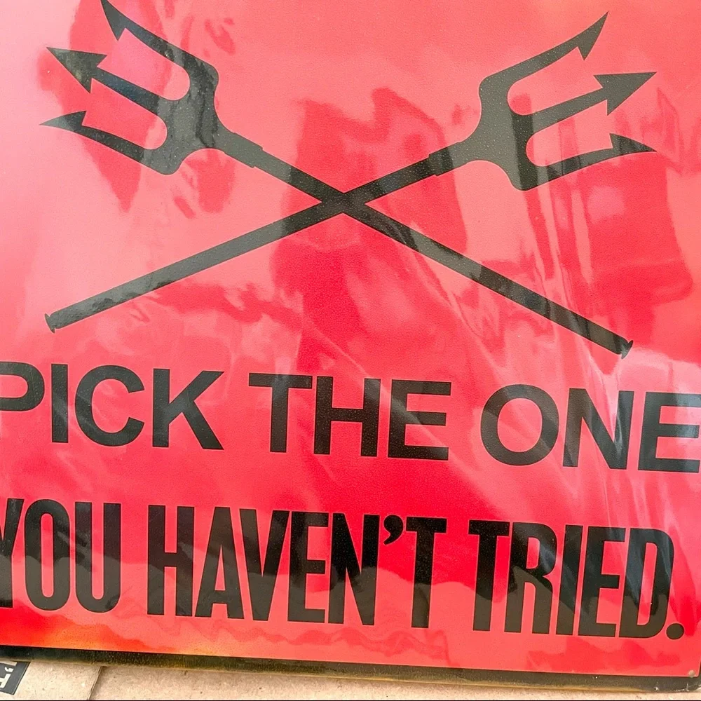 NEW Pick Between Two Evils Metal Sign